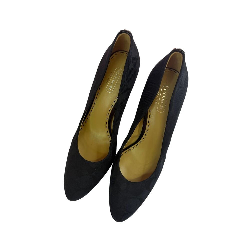 COACH Caya Signature C Platform High Heels Pumps Black Sz 8 - Picture 3 of 8